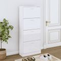 vidaXL Botník lesklý biely 63x24x147 cm spracované drevo