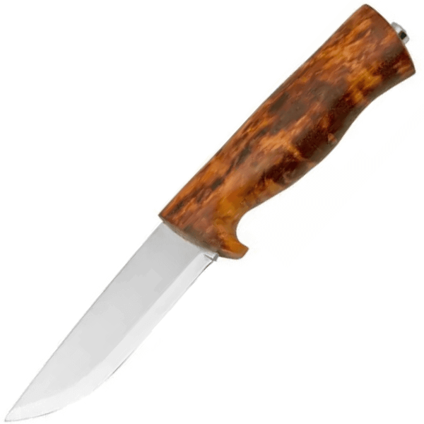 Helle HE-201075 Eggen - 12C27 outdoorový nôž 10 cm, kučeravá breza, kožené puzdro