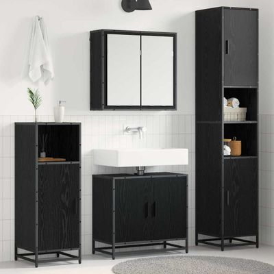vidaXL Sada kúpeľňového nábytku 3 pcs Čierny dub Kompozitné drevo