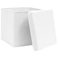vidaXL Úložné boxy s vekom 4 ks, 28x28x28 cm, biele