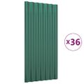 vidaXL Strešné panely 36 ks pozinkovaná oceľ zelená 80x36 cm