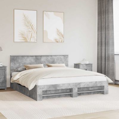 vidaXL Rám postele Betónová šedá 200 x 200 cm Kompozitné drevo