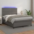 vidaXL Boxspring posteľ s matracom a LED sivá 140x190 cm umelá koža