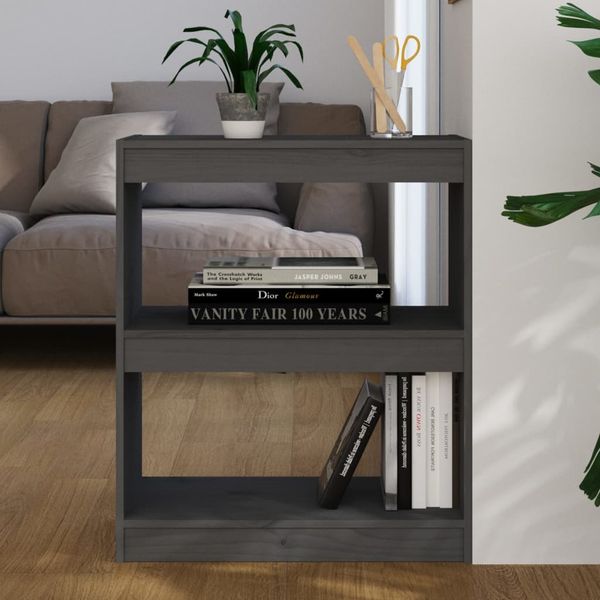 vidaXL Knižnica/deliaca stena sivá 60x30x71,5 cm masívna borovica