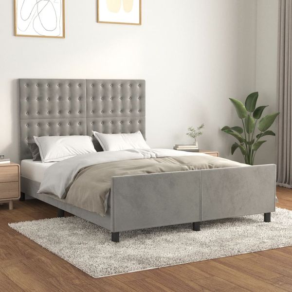 vidaXL Posteľ bez matraca bledosivý 140x190 cm zamat