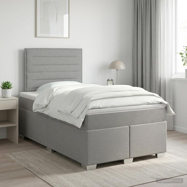 vidaXL Posteľ boxspring s matracom Svetlosivá 120 x 190 cm Látka