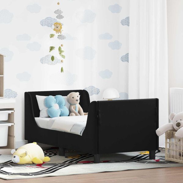 vidaXL Rám detskej postele s čelom Čierna 70 x 140 cm Zamat