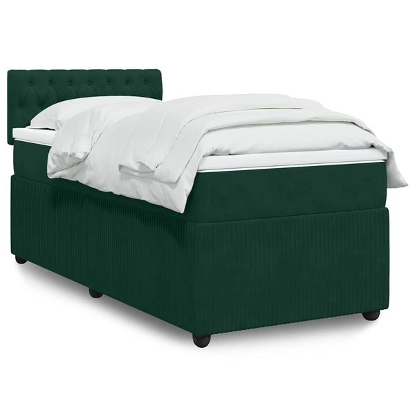 vidaXL Posteľný rám boxsping s matracom tmavozelený 80x200 cm zamat