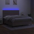 vidaXL Posteľ boxsping s matracom a LED sivohnedá 160x200 cm látka