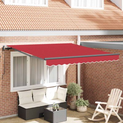 vidaXL Sklopná markíza Červená 350 x 250 cm Tkanina a hliník