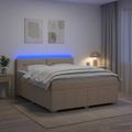 vidaXL Posteľ boxspring s matracom Krémová 160 x 200 cm Látka
