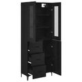 vidaXL Highboard Čierny dub 69,5 x 34 x 180 cm Kompozitné drevo
