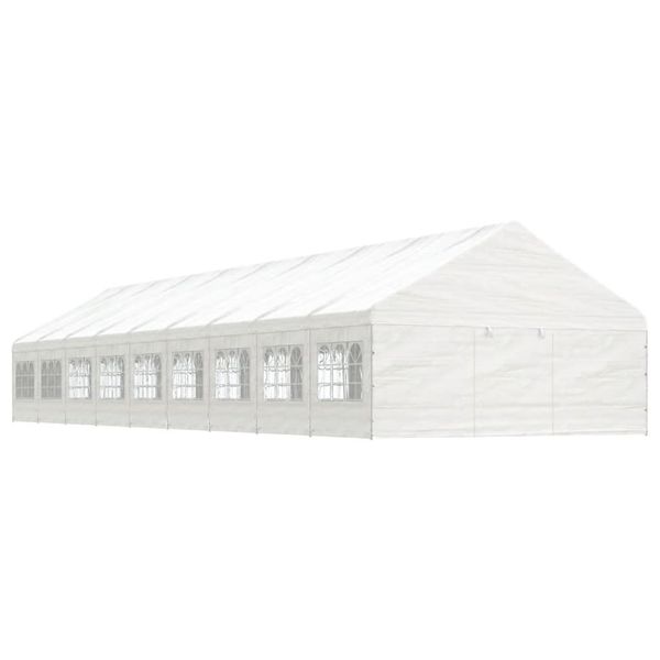 vidaXL Altánok so strechou, biely 20,07x5,88x3,75 m, polyetylén