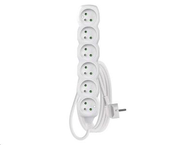 Prodlužovací kabel EMOS P0613R / 3 m / 6 zásuvek / bílý / PVC / 1,5 mm2