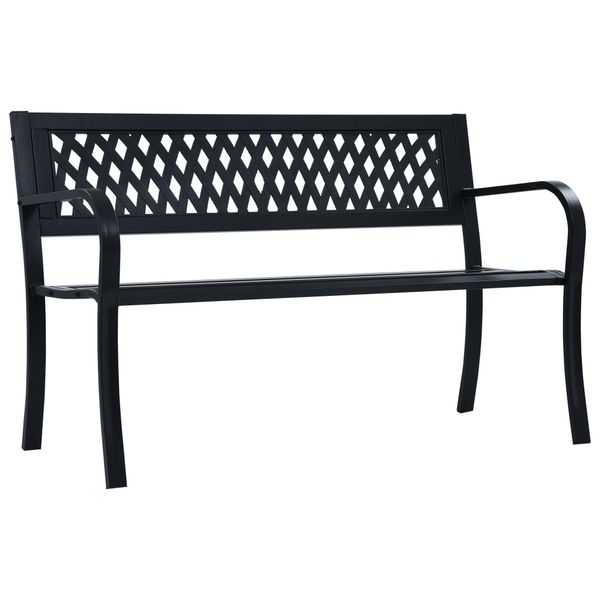 vidaXL Záhradná lavička 125 cm, čierna, oceľ