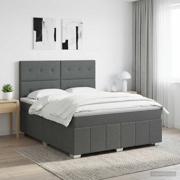 vidaXL Posteľ boxspring s matracom Tmavosivá 140 x 190 cm Látka