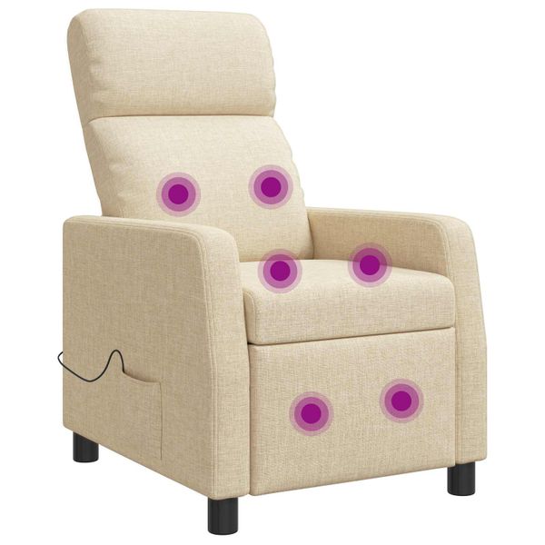 vidaXL Masážne relaxačné kreslo Krémová Látka