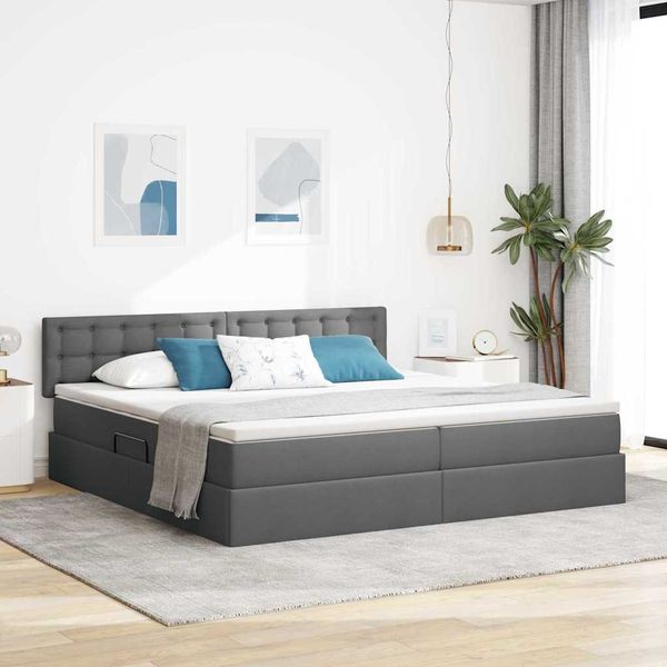 vidaXL Postel s úložným prostorem a matrací Tmavo šedá 200 x 200 cm