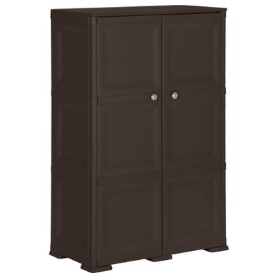 vidaXL Plastová skrinka 79x43x125 cm drevené prevedenie hnedá