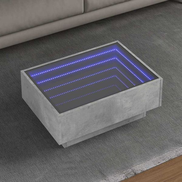 vidaXL Konferenčný stolík s LED betónový 70x50x30 cm kompozitné drevo