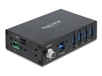 Delock - Rozbočovač - priemyselný, 5 Gbps, s ochranou ESD 8 kV - 4 x SuperSpeed USB 3.0 - možné montovať na lištu DIN, na upevnenie na stenu