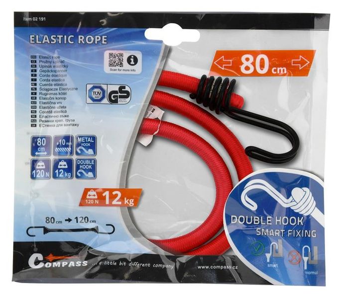 Pružný upínač DOUBLE HOOK 10 mm/80 cm TÜV/GS