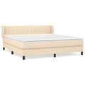 vidaXL Posteľný rám boxspring s matracom krémový 180x200 cm látka