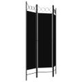 vidaXL Paraván s 3 panelmi, čierny 120x180 cm