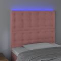 vidaXL Čelo postele s LED ružové 100x5x118/128 cm zamat