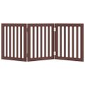 vidaXL Brána pre psa skladacia 3 panely hnedá 150 cm topoľové drevo