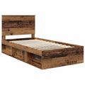 vidaXL Rám postele Staré drevo 100 x 200 cm Masívne borovicové drevo