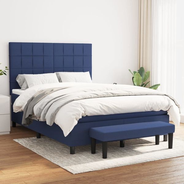 vidaXL Boxspring posteľ s matracom modrý 140x190 cm látka