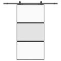 vidaXL Posuvné dvere s kovaním čierne 102,5x205 cm tvrdené sklo