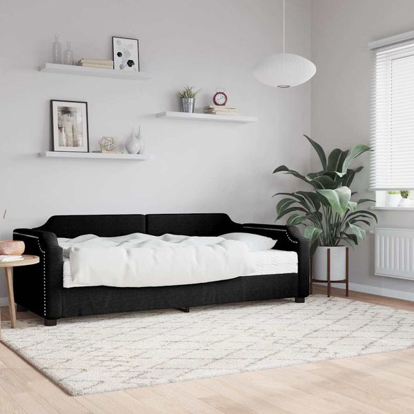 vidaXL Denná posteľ s matracom čierna 80x200 cm látka