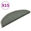 vidaXL Schodové rohože 15 ks 56x17x3 cm tmavozelené polkruhové