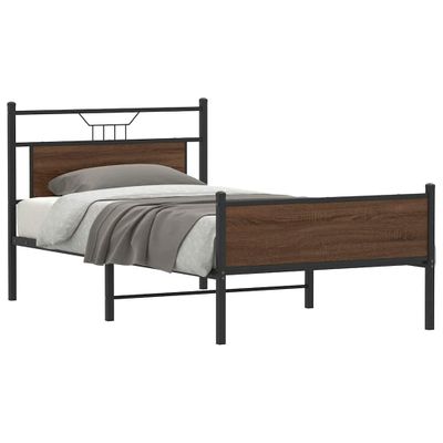 vidaXL Posteľný rám bez matraca hnedý dub 100x190 cm kompozitné drevo