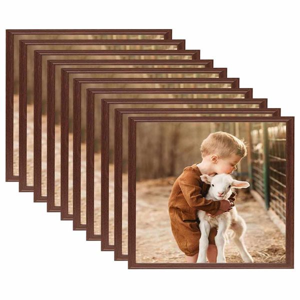 vidaXL Fotorámiky na stôl, koláž 10 ks, hnedé 20x20 cm, MDF