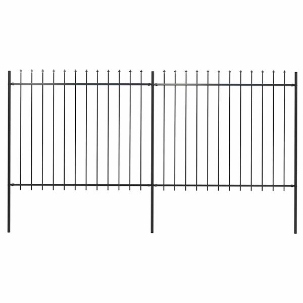 vidaXL Záhradný plot s vrchnou časťou z ocele 359x150 cm čierny