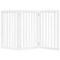 vidaXL Brána pre psa skladacia 3 panely biela 150 cm topoľové drevo