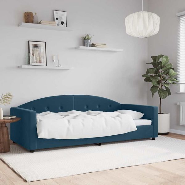 vidaXL Denná posteľ modrá 90x200 cm zamat