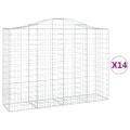 vidaXL Oblúkové gabionové koše 14 ks 200x50x140/160 cm pozink. železo