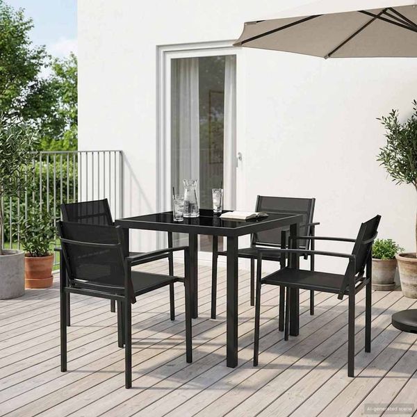 vidaXL Záhradný nábytok 5 pcs Čierna a antracit 80 x 80 x 73 cm