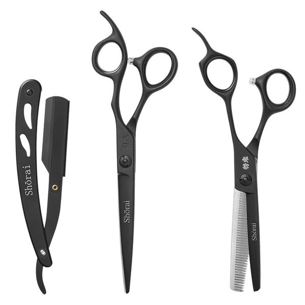 Sada kaderníckych nožníc a shavetty na holenie SHŌRAI BC Set Matt Black
