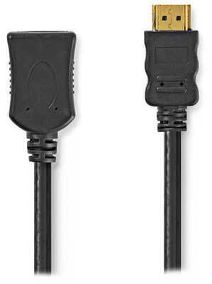 NEDIS prodlužovací High Speed HDMI 2.0 kabel s ethernetem/ 4K@60Hz/ zlacené konektory HDMI-HDMI/ černý/ bulk/ 5m Kabel, prodlužovací, HDMI (M) na HDMI (F), High Speed, s ethernetem, 4K, 3D, eARC, cerný, 5m, bulk