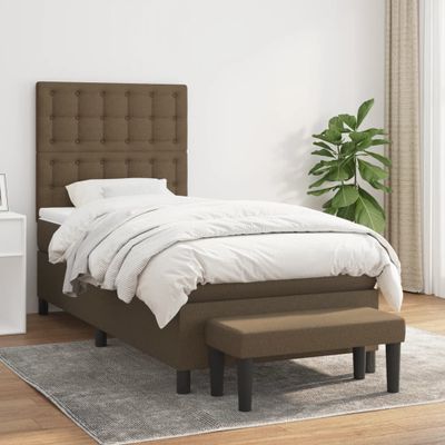 vidaXL Posteľný rám boxsping s matracom hnedý 80x200 cm látka