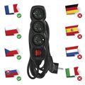 Predlžovací kábel 5 m / 3 zásuvky / s vypínačom / čierny / PVC / 1 mm2