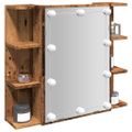 vidaXL Zrkadlová skrinka s LED Old Wood 70x16,5x60 cm