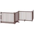 vidaXL Brána pre psa s dverami sklad. 6pan. hnedá 480cm topoľové drevo
