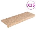 vidaXL Schodové rohože 15 ks 65x21x4 cm zlaté s obdĺžnikovým okrajom