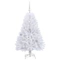 vidaXL Umelý Sklápací Vianočný Stromček Biela 120 cm PVC a oceľ